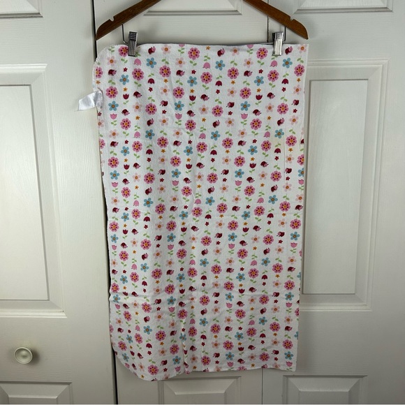 Carter's Floral Ladybug Baby Blanket Flannel Receiving White Pink Blue Flower - Picture 2 of 10